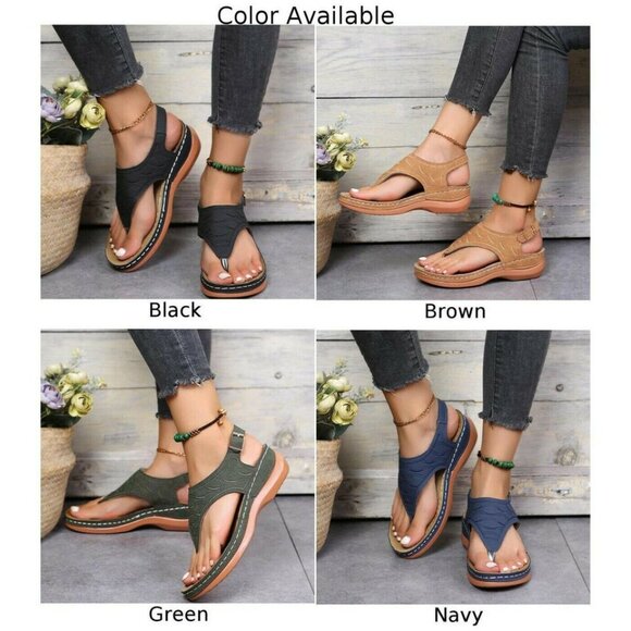 Low-Wedge Women Orthopedic Sandals Casual Flat Shoes Flip Flops Ladies A… - Picture 3 of 11